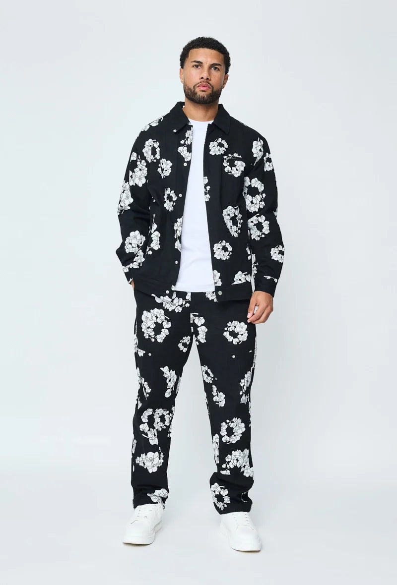 Ensemble en jean fleuri