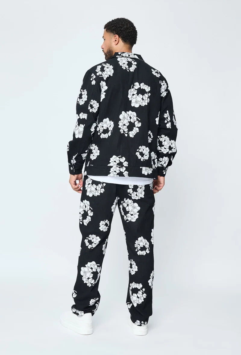 Ensemble en jean fleuri