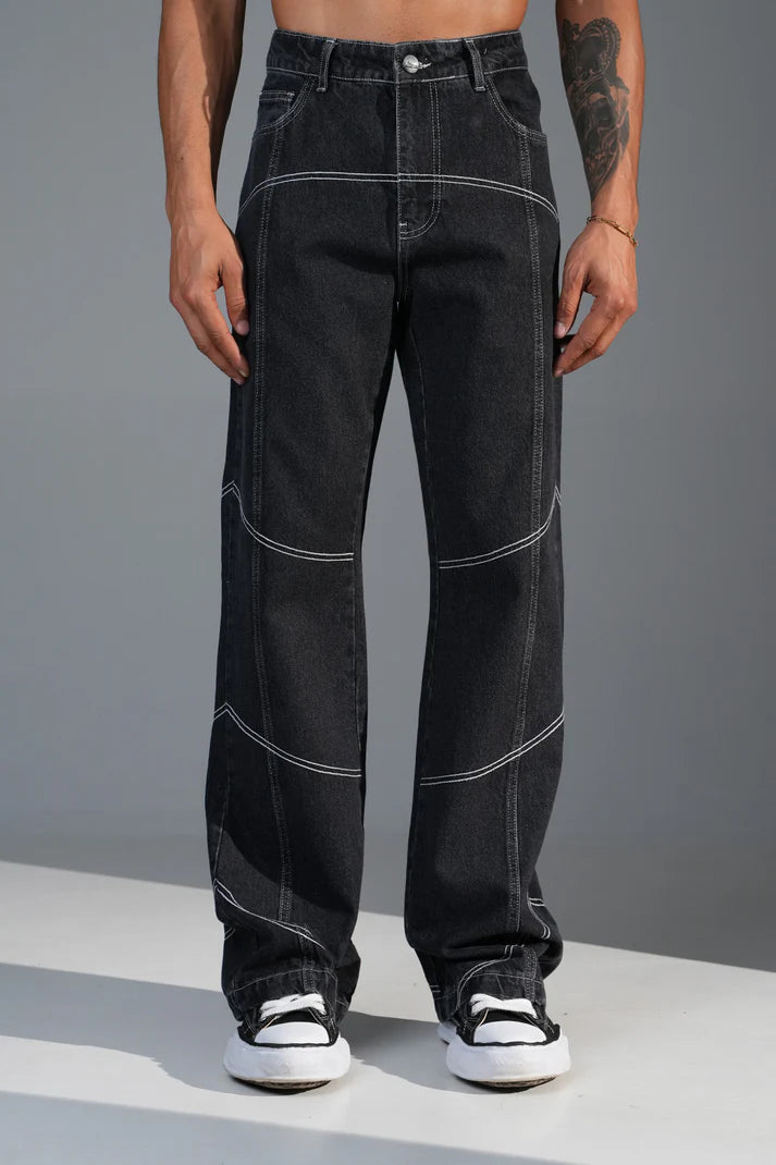 Jean flare à surpiqûres