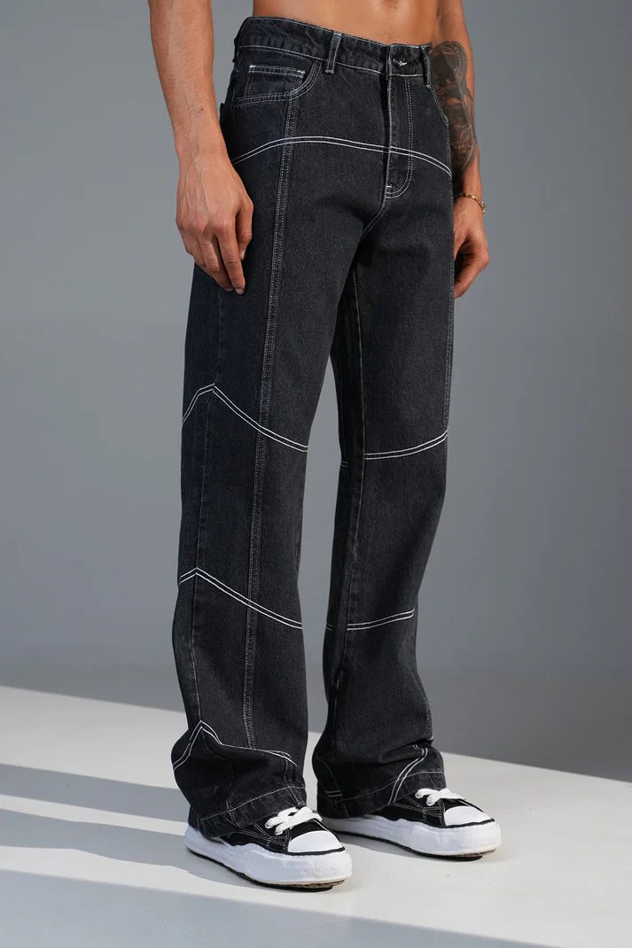 Jean flare à surpiqûres
